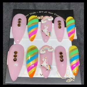 Colorful Unicorn Handmade Press-On Nails
